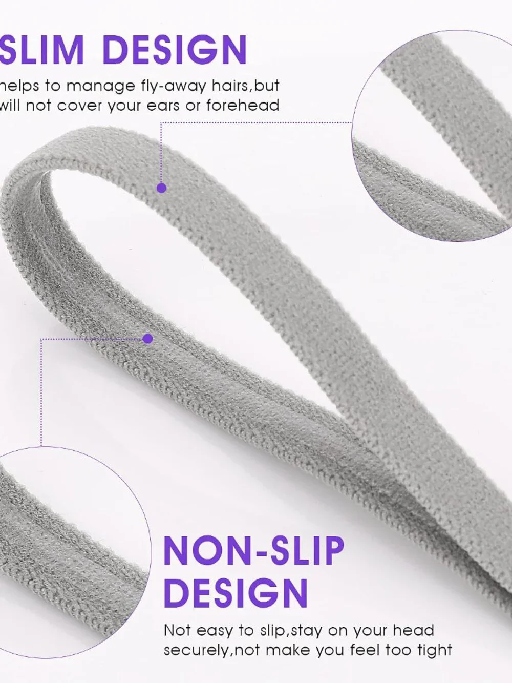 Sibba 4 Pieces Athletic Sports Headband Elastic Thin Hair Bands Non Slip Silicon